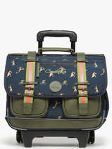 Cartable  Roulettes 2 Compartiments Cameleon Vert vintage urban PBVBCR38