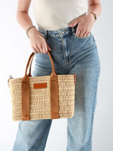 Sac  Main Estival Paille Le voyage en panier Beige estival PM779-vue-porte