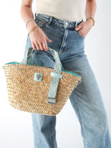 Cabas Estival Paille Le voyage en panier Beige estival PM848-vue-porte