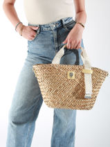 Cabas Estival Paille Le voyage en panier Beige estival PM848-vue-porte