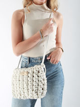 Sac Bandoulire Crochet Le voyage en panier Blanc crochet PM854-vue-porte