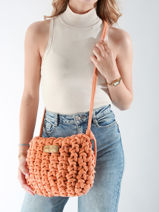 Cross Body Tas Crochet Le voyage en panier Oranje crochet PM854-vue-porte