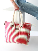 Cabas Mariniere Le voyage en panier Rouge mariniere HC308-vue-porte