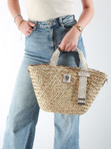 Cabas Estival Paille Le voyage en panier Beige estival PM848-vue-porte