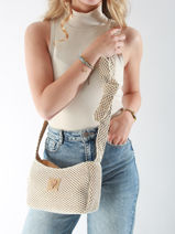 Sac Bandoulire Estival Coton Le voyage en panier Beige estival PM851-vue-porte