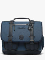 Boekentas 3 Compartimenten Cameleon Blauw vintage color VIC-CA41