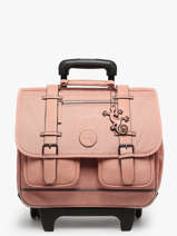 Cartable  Roulettes 2 Compartiments Cameleon Rose vintage color CR38