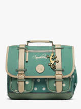 Boekentas Kinderen 2 Compartimenten Cameleon Groen vintage fantasy CA35