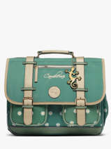 Cartable Enfant 2 Compartiments Cameleon Vert vintage fantasy CA38