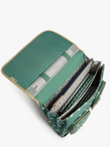 Cartable Enfant 3 Compartiments Cameleon Vert vintage fantasy CA41-vue-porte