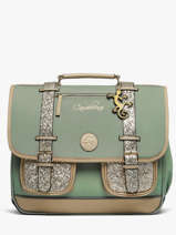 Cartable Enfant 3 Compartiments Cameleon Vert vintage fantasy CA41
