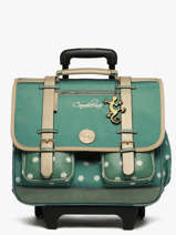 Cartable  Roulettes 3 Compartiments Cameleon Vert vintage fantasy CR41