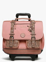 Cartable  Roulettes 3 Compartiments Cameleon Rose vintage fantasy CR41