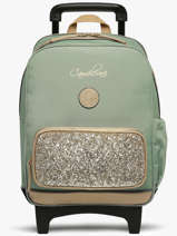 Sac A Dos  Roulettes 2 Compartiments Cameleon Vert vintage fantasy SR40
