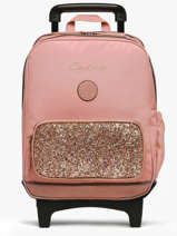 Sac A Dos  Roulettes 2 Compartiments Cameleon Rose vintage fantasy SR40