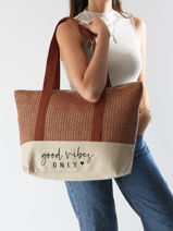 Sac Port� �paule Plage Gerard pasquier Marron plage P25021-vue-porte