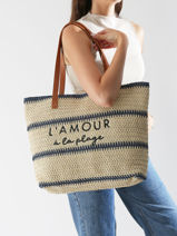 Sac Port paule Cabas Polyester Gerard pasquier Bleu cabas P25022-vue-porte
