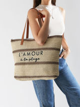Sac Port paule Cabas Gerard pasquier Marron cabas P25022-vue-porte