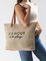 Sac Port paule Cabas Polyester Gerard pasquier Rose cabas P25022-vue-porte