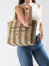 Sac Port paule Cabas Polyester Gerard pasquier Marron cabas P25032-vue-porte
