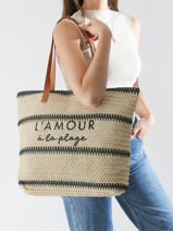 Sac Port paule Cabas Polyester Gerard pasquier Noir cabas P25022-vue-porte