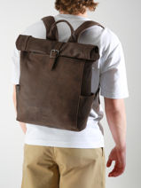 Sac  Dos Spider 2 Compartiments Cuir Etrier Marron spider ESPI8102-vue-porte