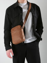 Cross Body Tas Spider Leder Etrier Bruin spider 12645-vue-porte