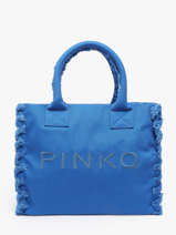 Schoudertas Logo Shopper Katoen Pinko Blauw logo shopper A1WQ
