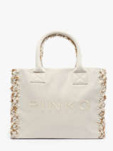 Sac Port paule Logo Shopper Coton Pinko Beige logo shopper A1X1