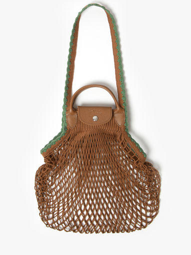 Longchamp Le pliage filet crochet Schoudertas Bruin