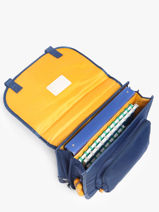 Cartable 2 Compartiments Lily Boys Stones and bones Bleu boys B-vue-porte