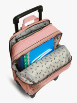 Sac A Dos  Roulettes 2 Compartiments Cameleon Rose vintage fantasy SR40-vue-porte