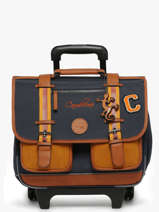 Boekentas Op Wieltjes 2 Compartimenten Cameleon Blauw vintage urban CR38