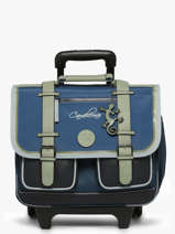 Cartable  Roulettes Enfant 2 Compartiments Cameleon Bleu vintage urban CR38