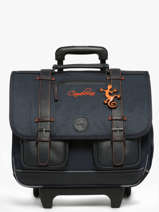 Cartable  Roulettes 3 Compartiments Cameleon Bleu vintage urban CR41