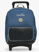 Sac A Dos  Roulettes 2 Compartiments Cameleon Bleu vintage urban SR40