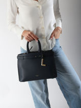 Handtas Faubourg Leder Lancel Blauw faubourg A13528-vue-porte