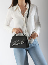 Sac Bandoulire K Signature Cuir Karl lagerfeld Beige k signature A1W30036-vue-porte