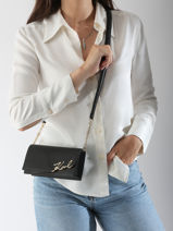 Sac Bandoulire K Signature Cuir Karl lagerfeld Noir k signature A3W32021-vue-porte