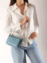 Sac Bandoulire K Circle Cuir Karl lagerfeld Bleu k circle A3W30310-vue-porte
