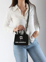 Sac Bandoulire K Ikon Coton Karl lagerfeld Noir k ikon A3W50109-vue-porte
