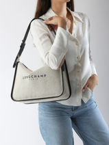 Longchamp Essential toile Schoudertas Wit-vue-porte