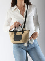 Longchamp New le panier pliage Sac port travers Noir-vue-porte