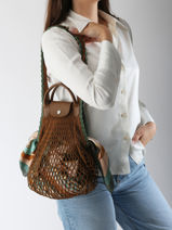 Longchamp Le pliage filet crochet Besace Marron-vue-porte