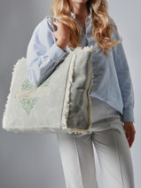 Sac Port paule Cabas Coton Miniprix Vert cabas Q641-vue-porte