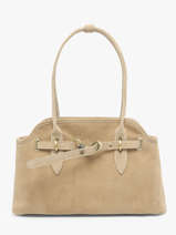 Sac Port paule Velvet Cuir Milano Beige velvet VE260610