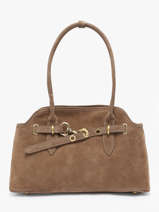 Sac Port paule Velvet Cuir Milano Marron velvet VE260610