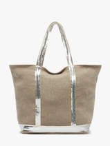 Le Cabas Zipp� M Lin Et Paillettes Vanessa bruno Beige cabas lin 31V40378