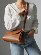 Sac Bandouli�re Accordeon Double Cuir Lancaster Marron accordeon double 89-vue-porte
