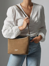 Sac Bandoulire Suede Cuir Lancaster Beige suede 80-vue-porte